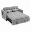 Canapé-lit en velours gris avec rangements et coussins