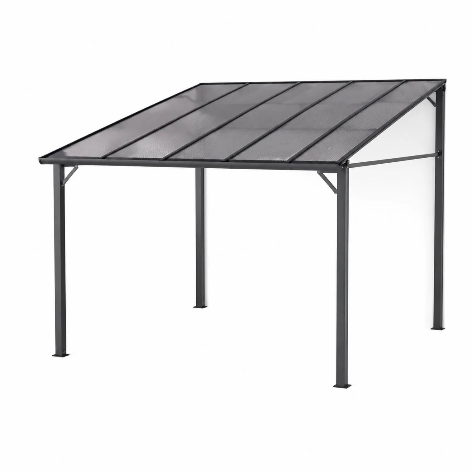 Auvent de Terrasse en Métal Anthracite avec Toit en Polycarbonate