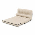 Canapé modulable en tissu beige avec coussin