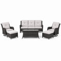 Ensemble de Mobilier Extérieur en Résine Tressée avec Coussins Gris/Blanc