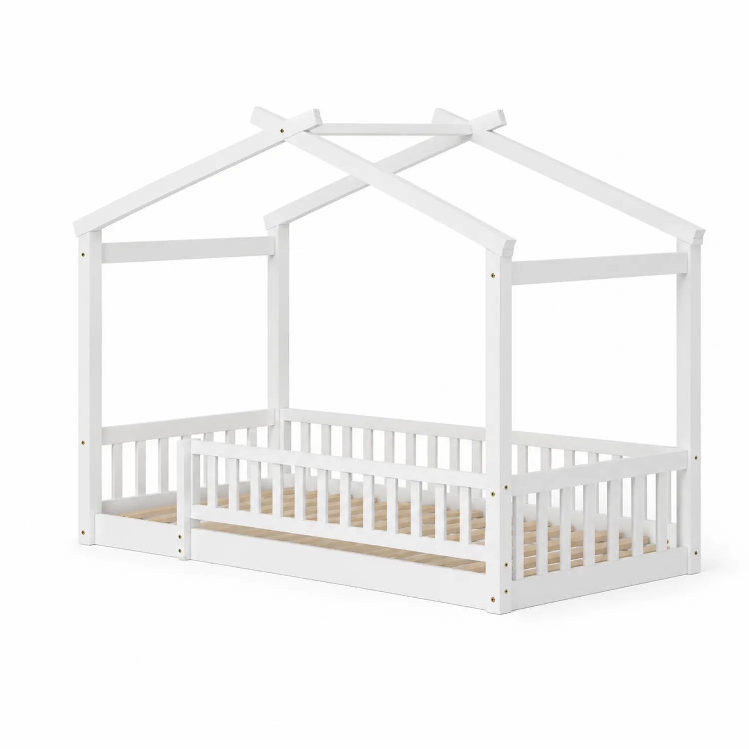 Lit cabane pour enfant en bois Blanc 90x200 cm