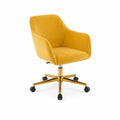 Chaise de bureau pivotante en velours avec base en métal doré