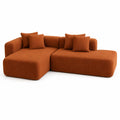 Canapé d'angle modulable en tissu bouclé orange