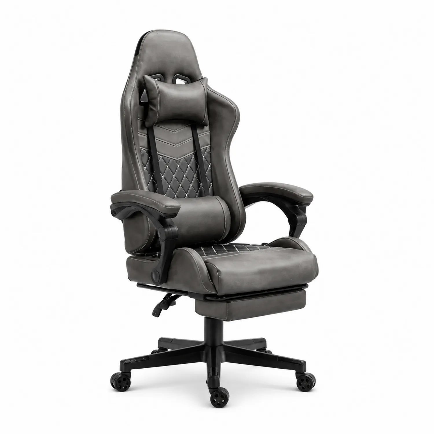 Chaise de bureau en cuir synthétique ajustable Gris