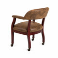 Chaise en bois et cuir synthétique avec roulettes Marron