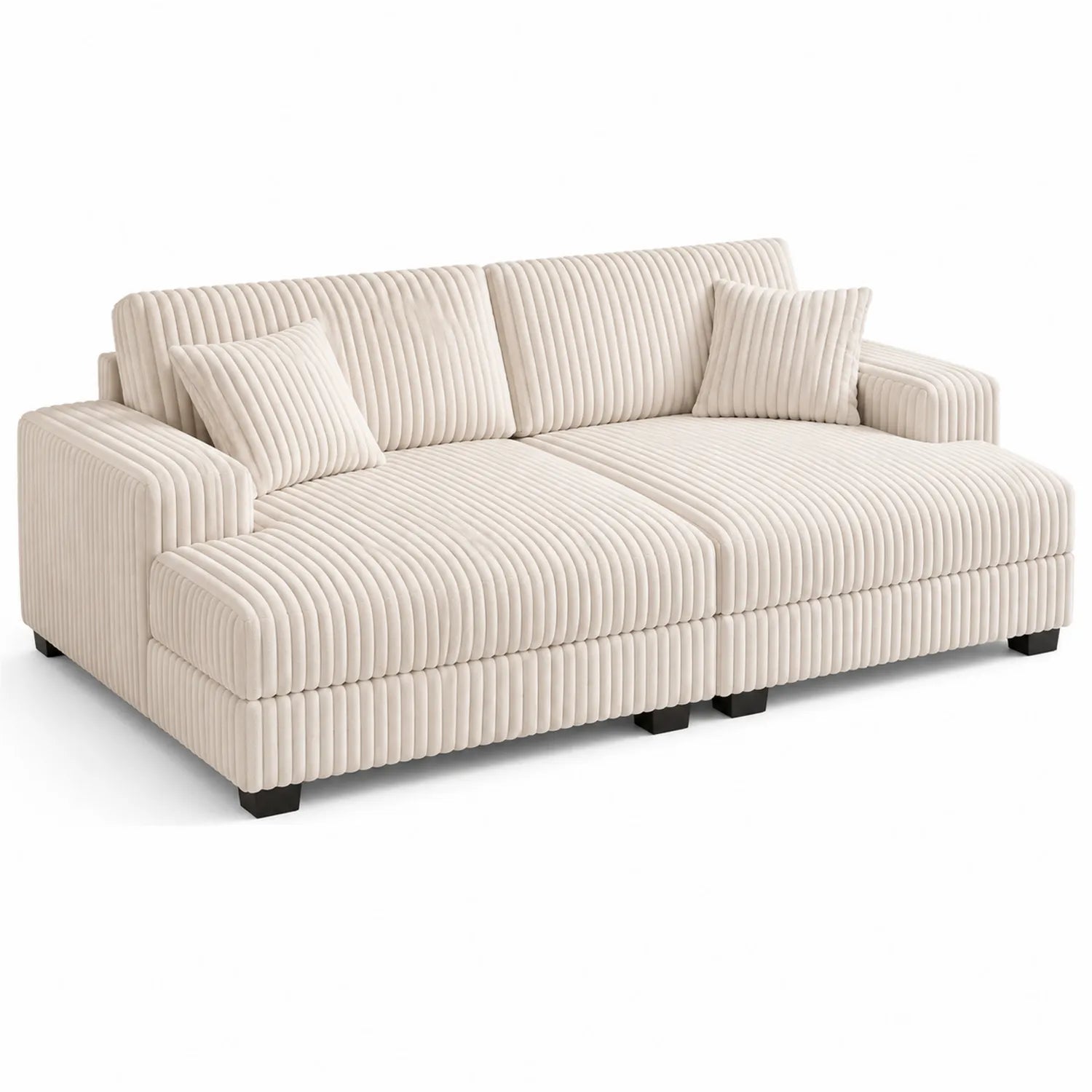Canapé 3 Places en Tissu Velours Côtelé Beige