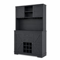 Buffet de rangement en bois avec casiers à vin Noir