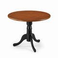 Table ronde en bois massif acajou et noir, diamètre 90 cm