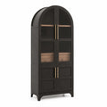 Armoire en bois avec portes en verre trempé et poignées dorées 200cm