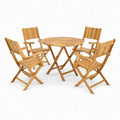 Ensemble de Table Ronde et Chaises Extérieures en Bois d'Acacia