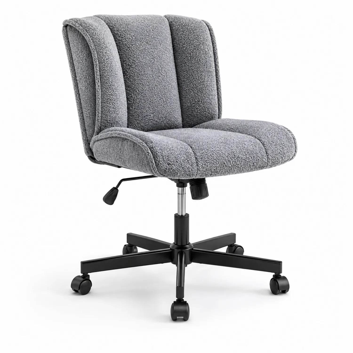 Chaise de bureau en tissu gris avec roulettes et réglage de la hauteur